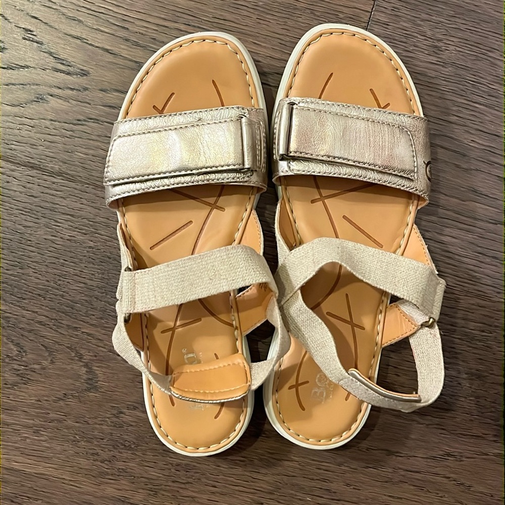 Born Alli gold adjustable leather upper sandals 8W